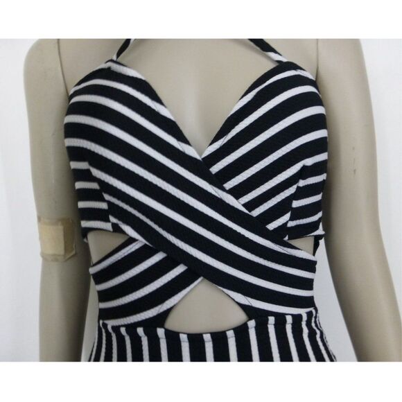 Privy Privately Privileged Black and White Striped Cut-Out Dress - Picture 5 of 12